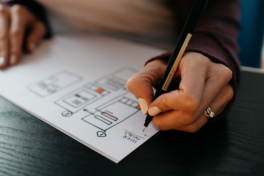 UI/UX design workspace with design software on a laptop